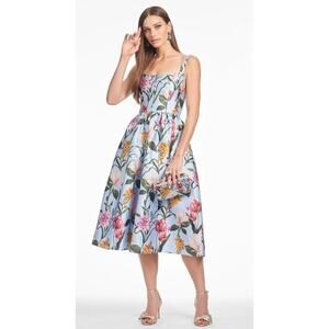NWT Sachin & Babi Womens Blue Floral Sophisticated Cocktail Midi Olena Dress 4